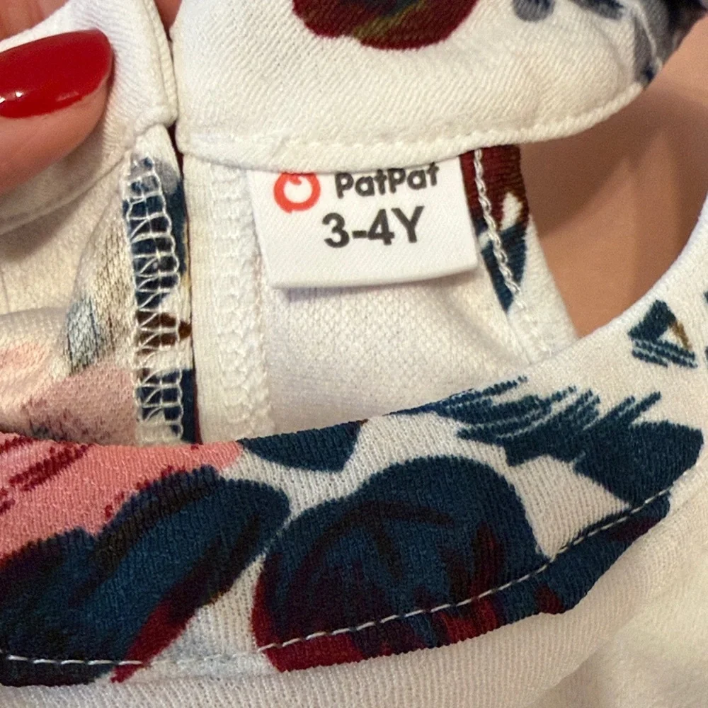 PatPat Cream and Pink Floral Romper - Picture 2 of 4